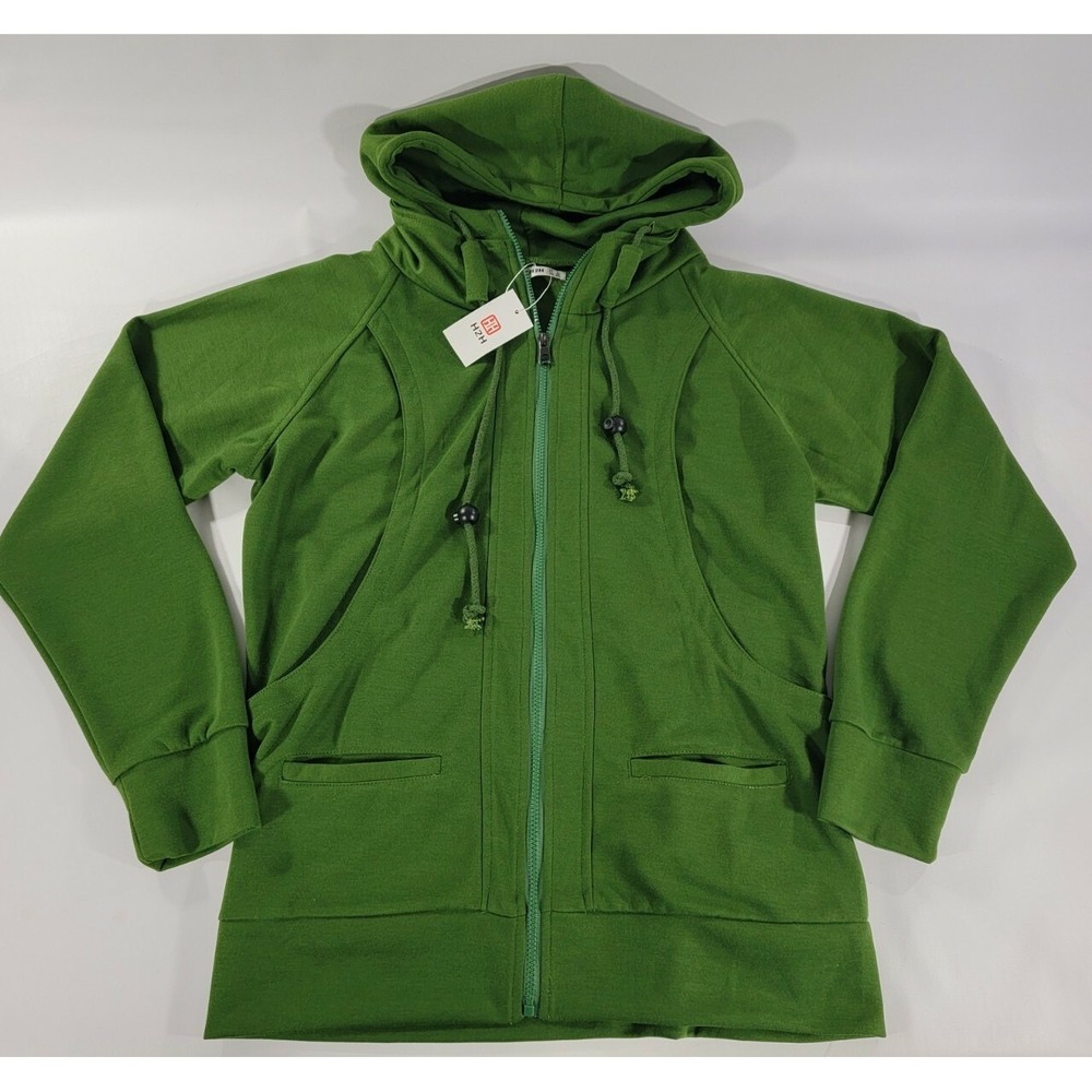 H2H Mens Casual Full‎ Zip Hoodie Jacket Cotton Lightweight Hooded Green New!